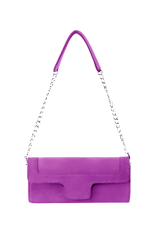 Dress clutch for wedding and parties in mauve purple leather - Top view